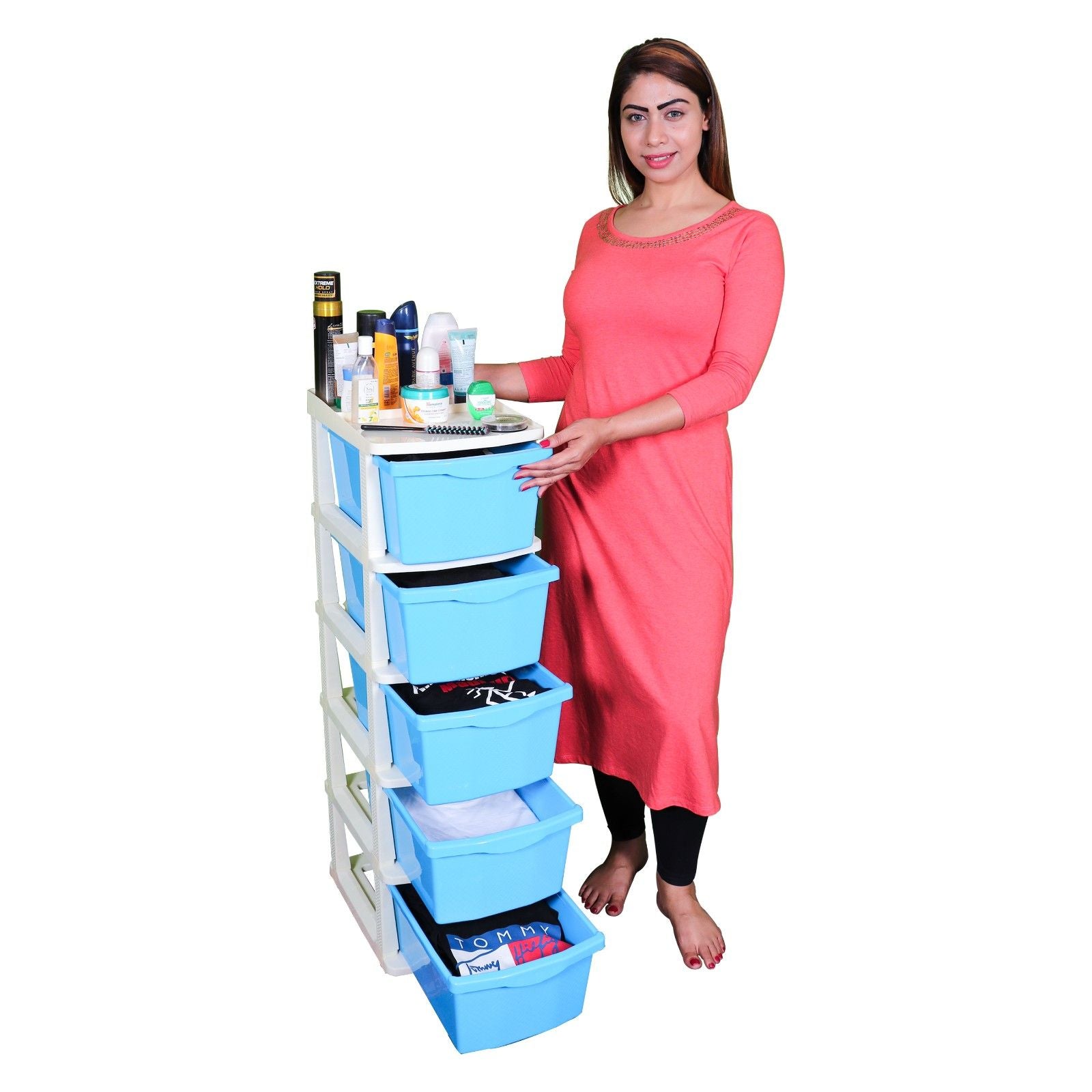 Parasnath Boxo 5 Layer Blue Drawer – Multi-purpose storage with wheels