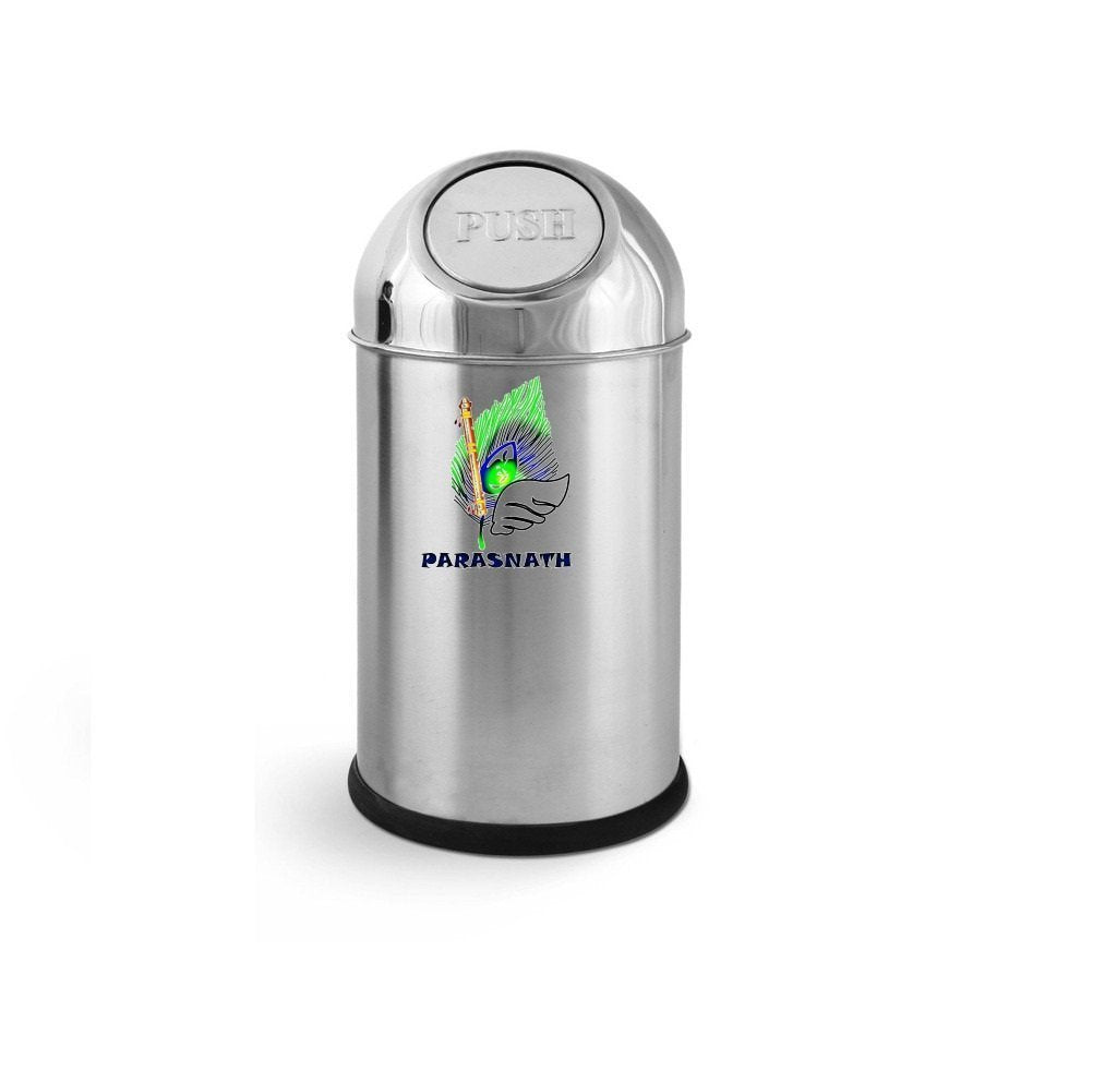Parasnath Stainless Steel Push Dustbin/Push Garbage Bin 10 litre (8'' x 16'') - PARASNATH