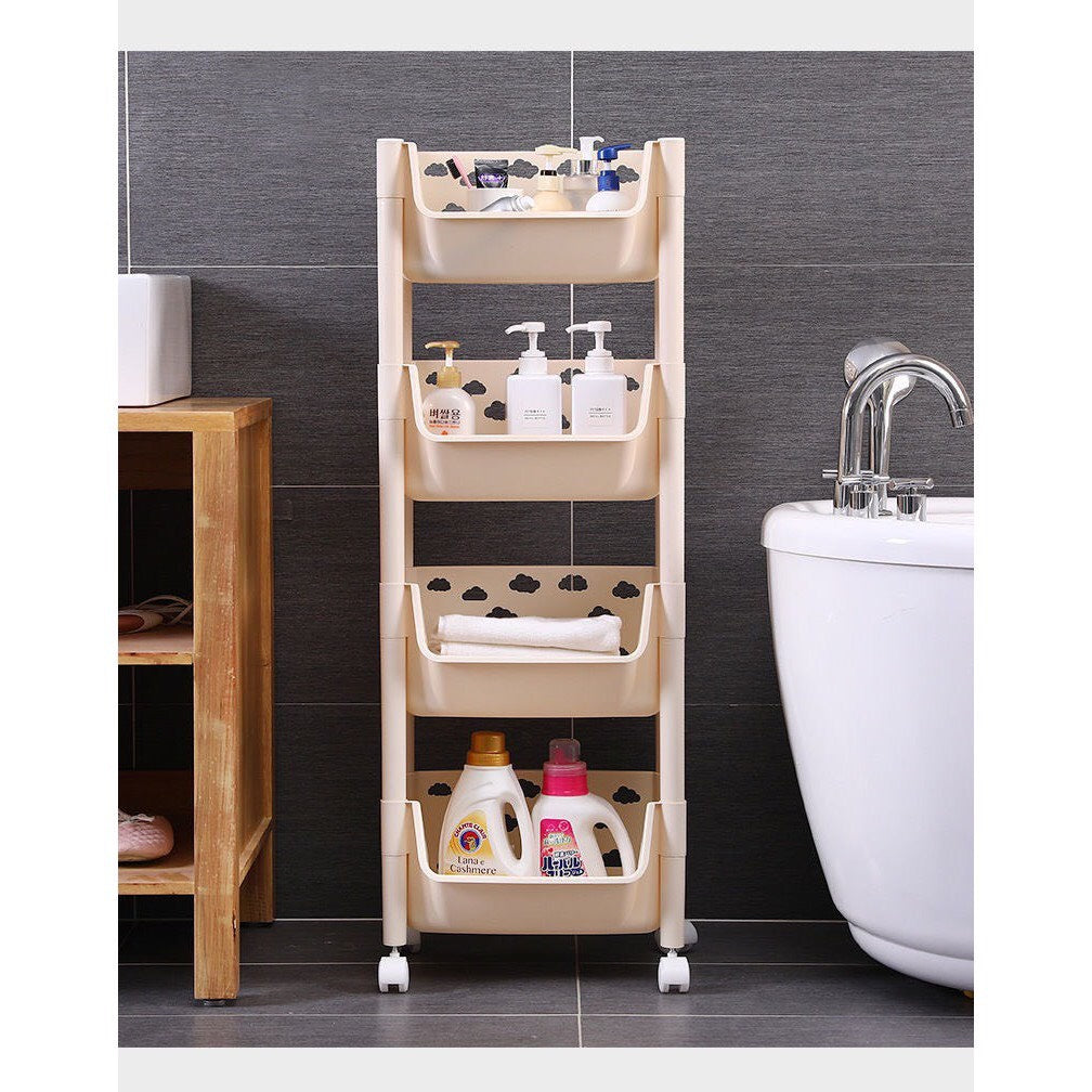 Parasnath 4 Layer Ivory Fruit & Vegetable Trolley – Kitchen Storage Organizer