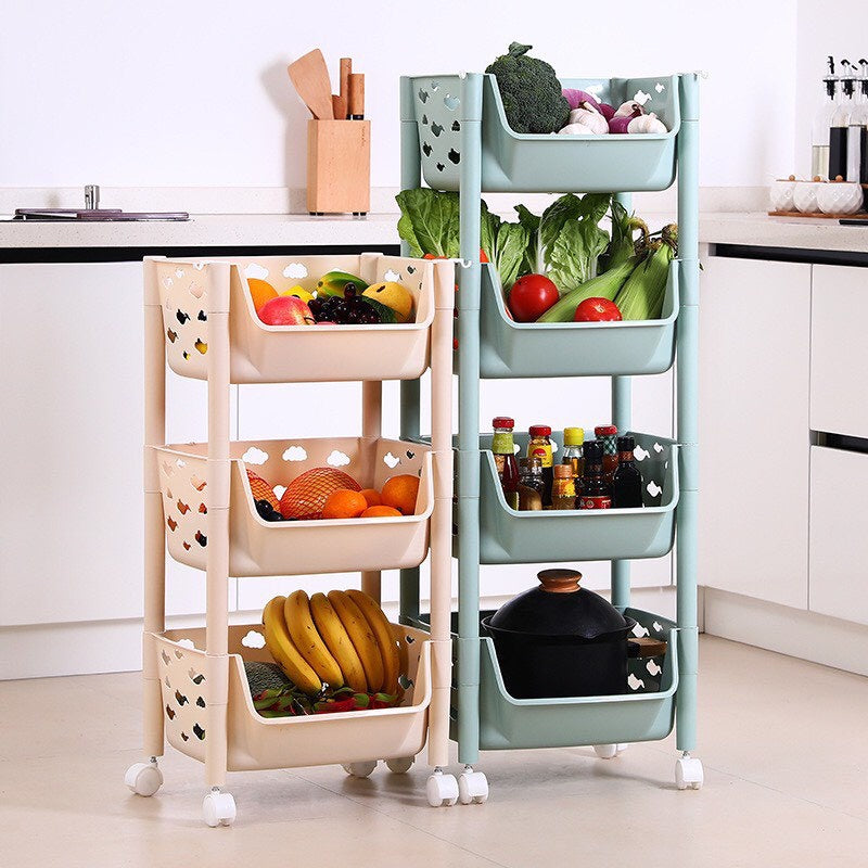 Parasnath 4 Layer Ivory Fruit & Vegetable Trolley – Kitchen Storage Organizer