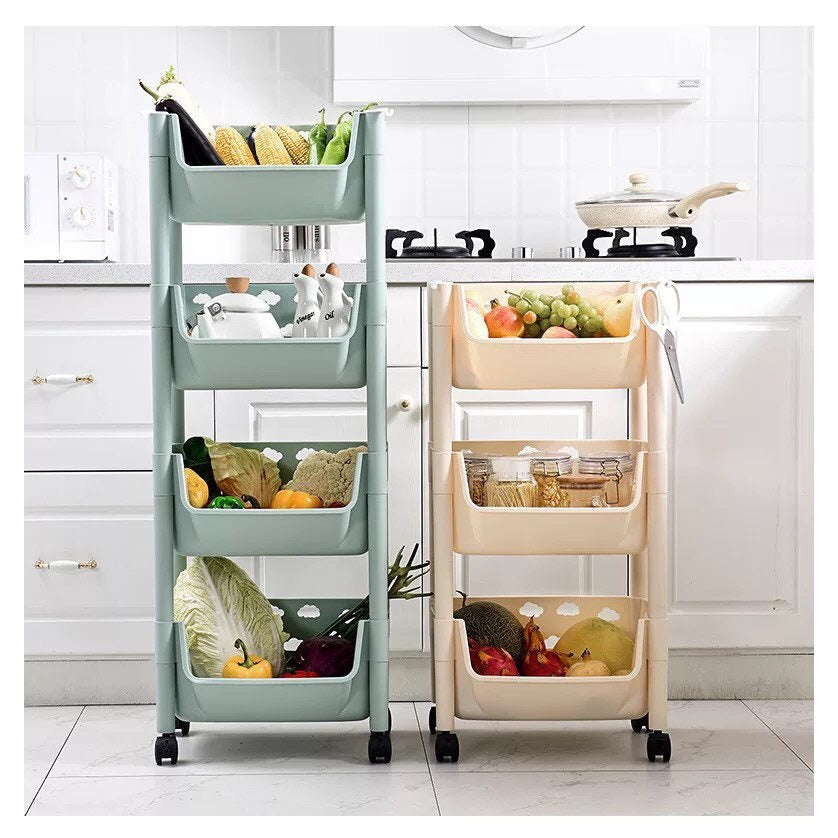 Parasnath 4 Layer Ivory Fruit & Vegetable Trolley – Kitchen Storage Organizer