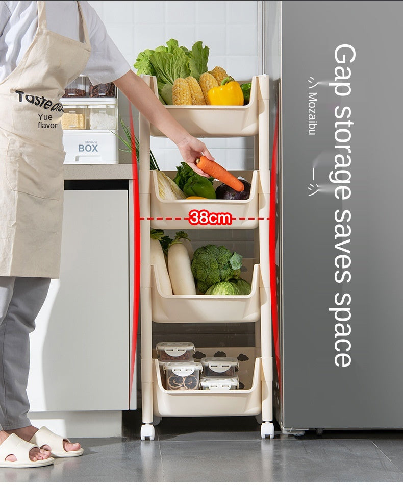 Parasnath 4 Layer Ivory Fruit & Vegetable Trolley – Kitchen Storage Organizer
