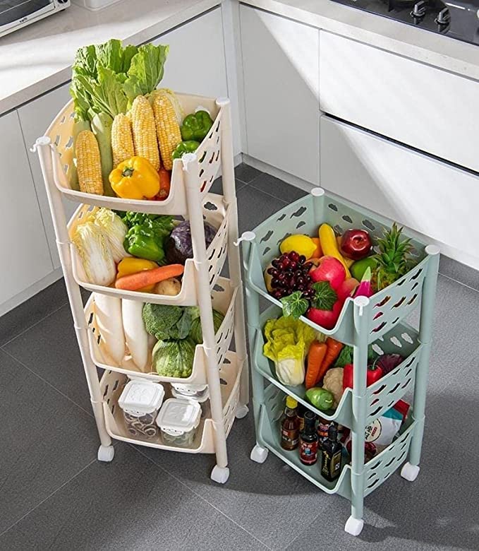 Parasnath 4 Layer Ivory Fruit & Vegetable Trolley – Kitchen Storage Organizer