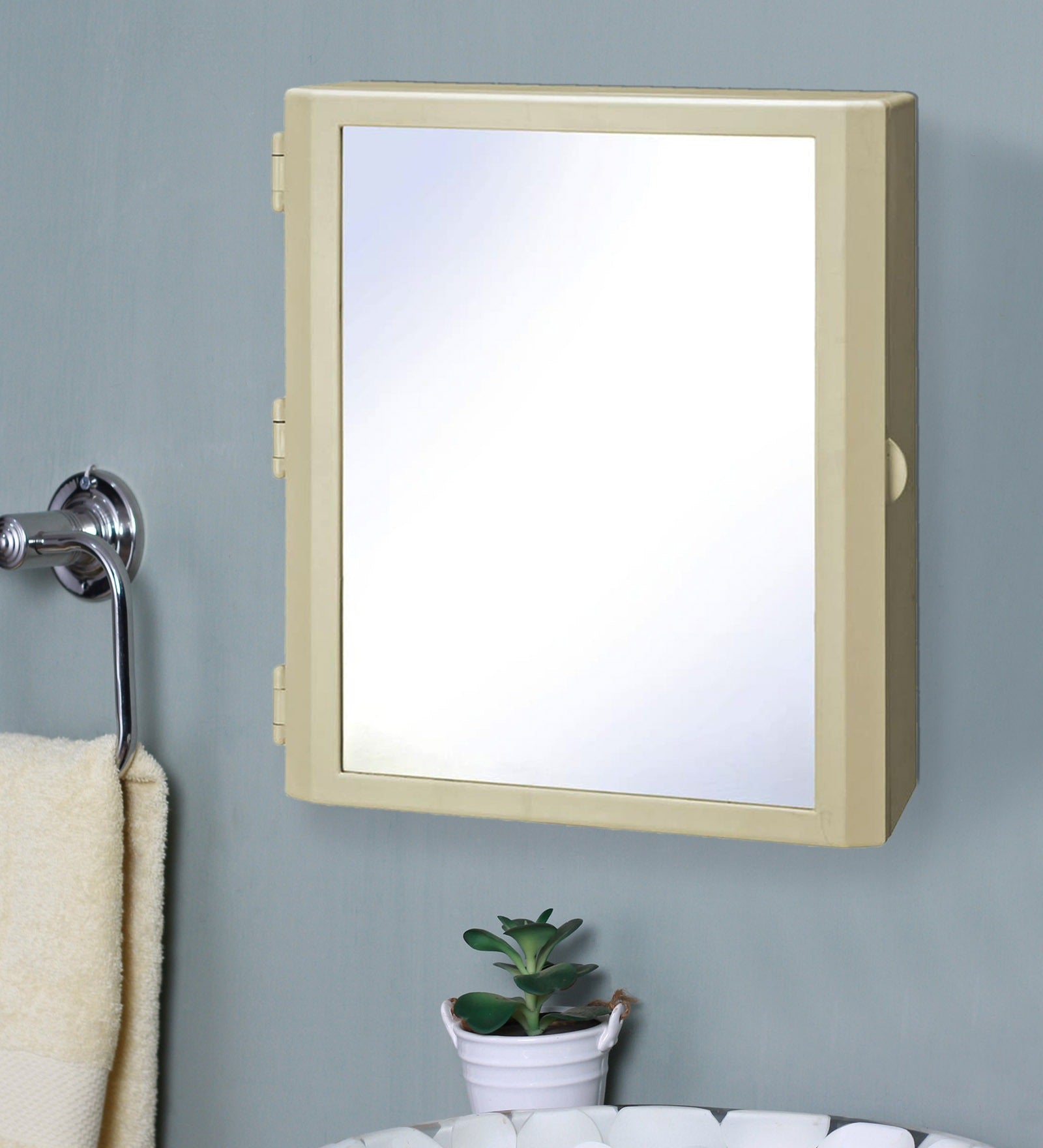 Parasnath Flora Bathroom Cabinet with Mirror 5-Compartment Wall-Mounted Storage