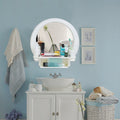 Parasnath White Plastic Bathroom Cabinet Mirror 5-Compartment Wall-Mounted Storage