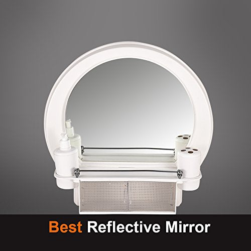 Parasnath White Plastic Bathroom Cabinet Mirror 5-Compartment Wall-Mounted Storage